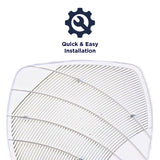 This grille installs quickly and easily using spring wires.