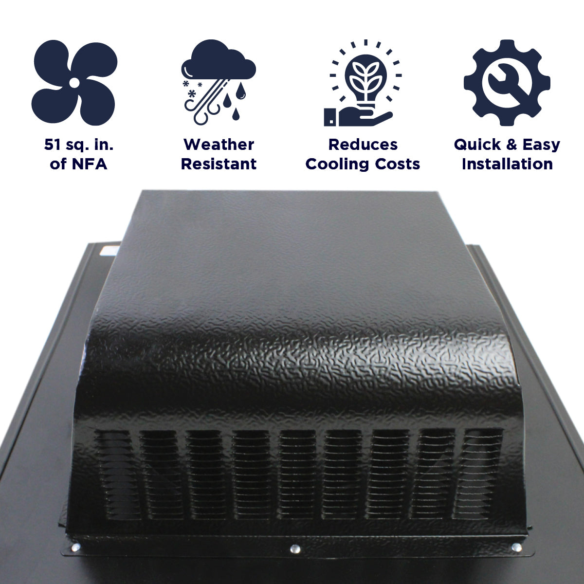 Features of the SBV 603 slant back vent include 51 sq. inches of net free air, weather resistant construction, reduction of cooling costs, and a quick and easy install.