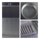 Detailed close-up of textured aluminum material, underside with vent opening, and vent screen.