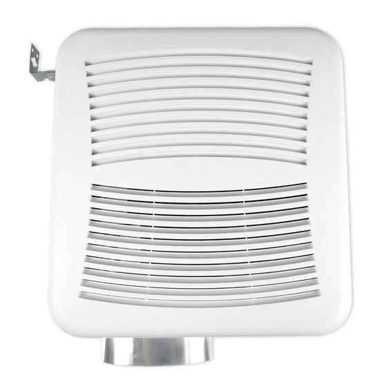 Top view of the bath exhaust fan showing the stylish decorative grille design. 