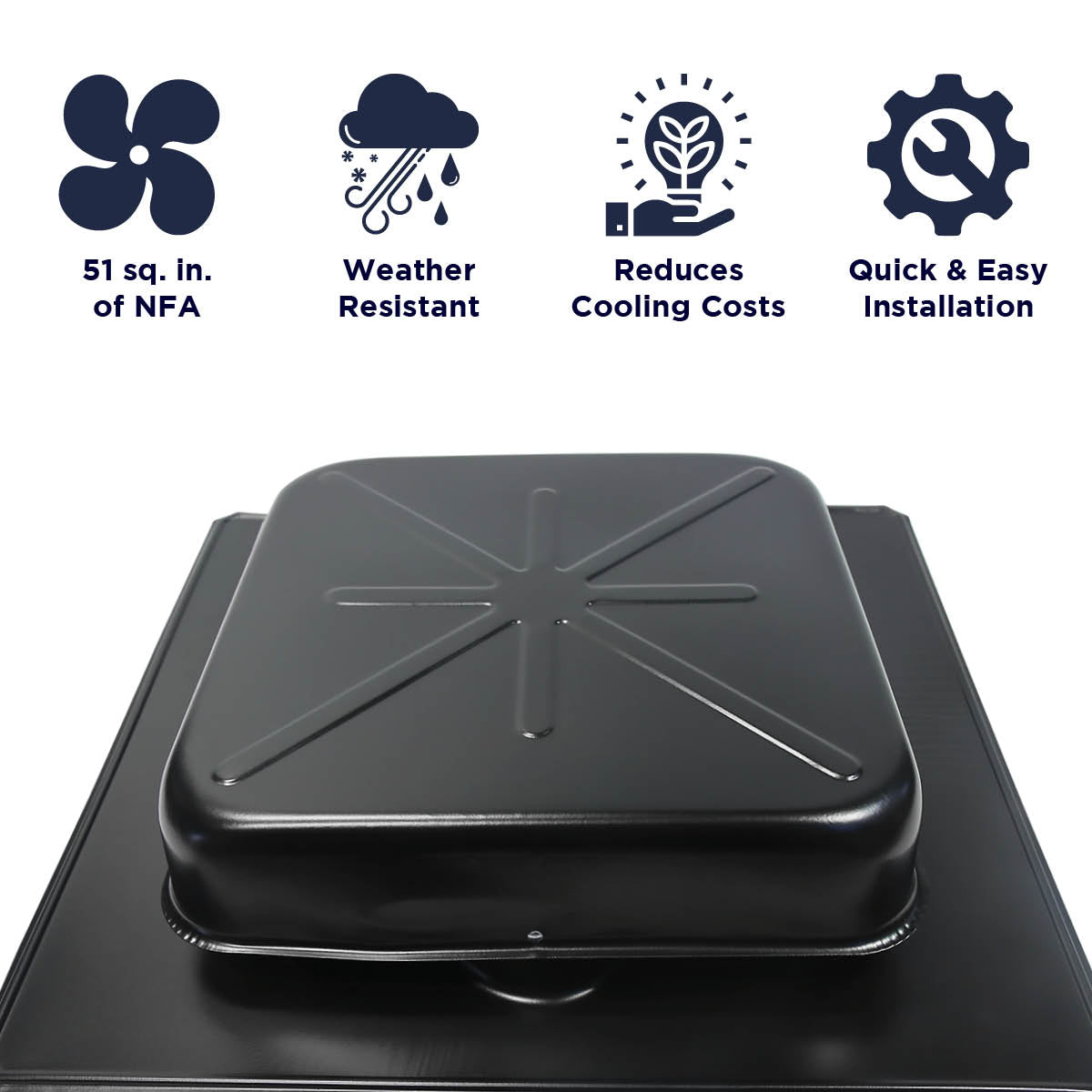 Features of the STV-51 series includes 51 sq. inches of net free air, weather resistant construction, reduction of cooling costs, and quick and easy install.