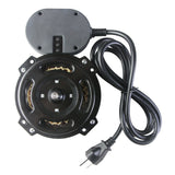 Front view of the floor fan motor.