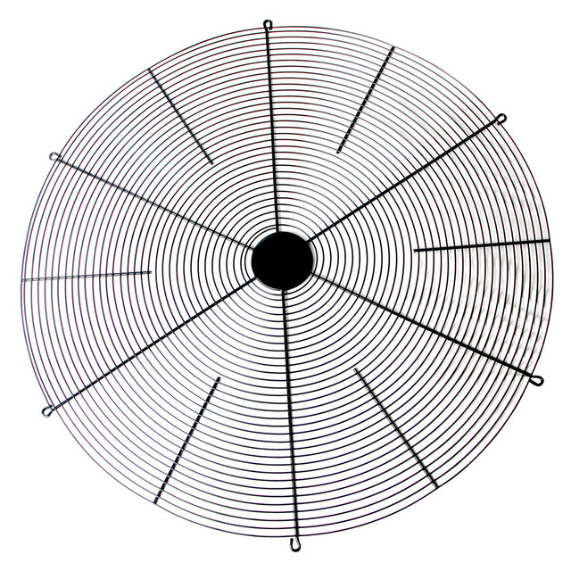 Front of steel grille for barrel fan.