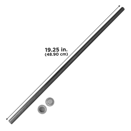The axle rod measures 19.25 in. (48.9 cm) long.