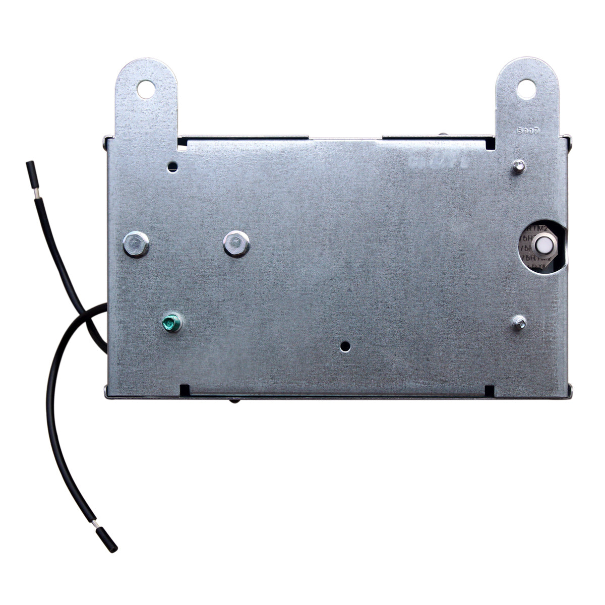 Back of duostat unit showing the mounting design to the attic rafter and the switch sensor. 