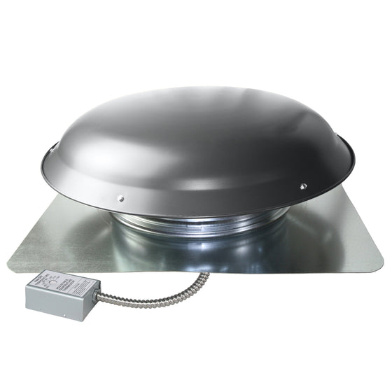 Dome installed on a roof mount power attic fan.