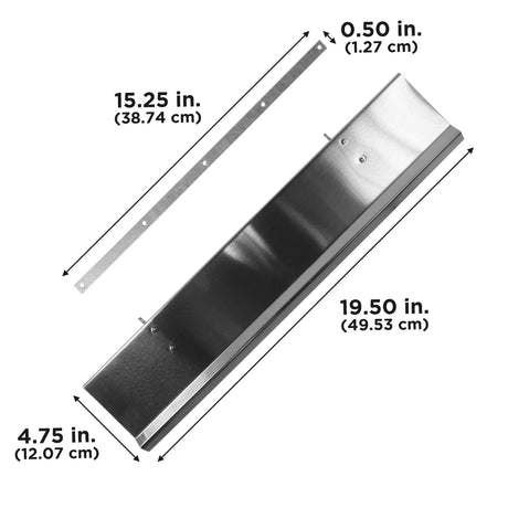 Each stabilizer is 15.25 in. (38.74 cm) long and 0.5 in. (1.27 cm) wide. Each louver is 19.5 in. (49.53 cm) long and 4.75 in. (12.07 cm) tall.